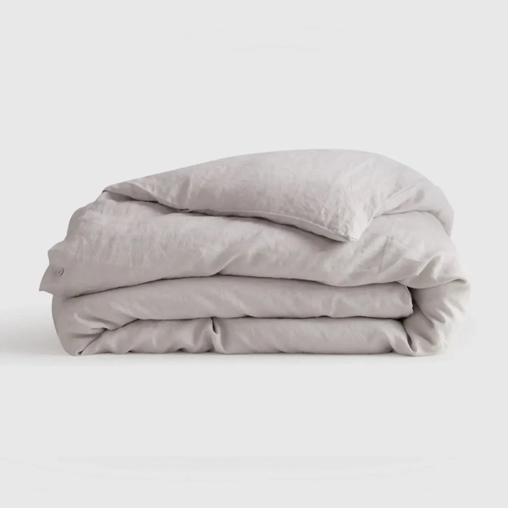 NWOT Quince European Linen Queen Duvet Cover in Light Grey